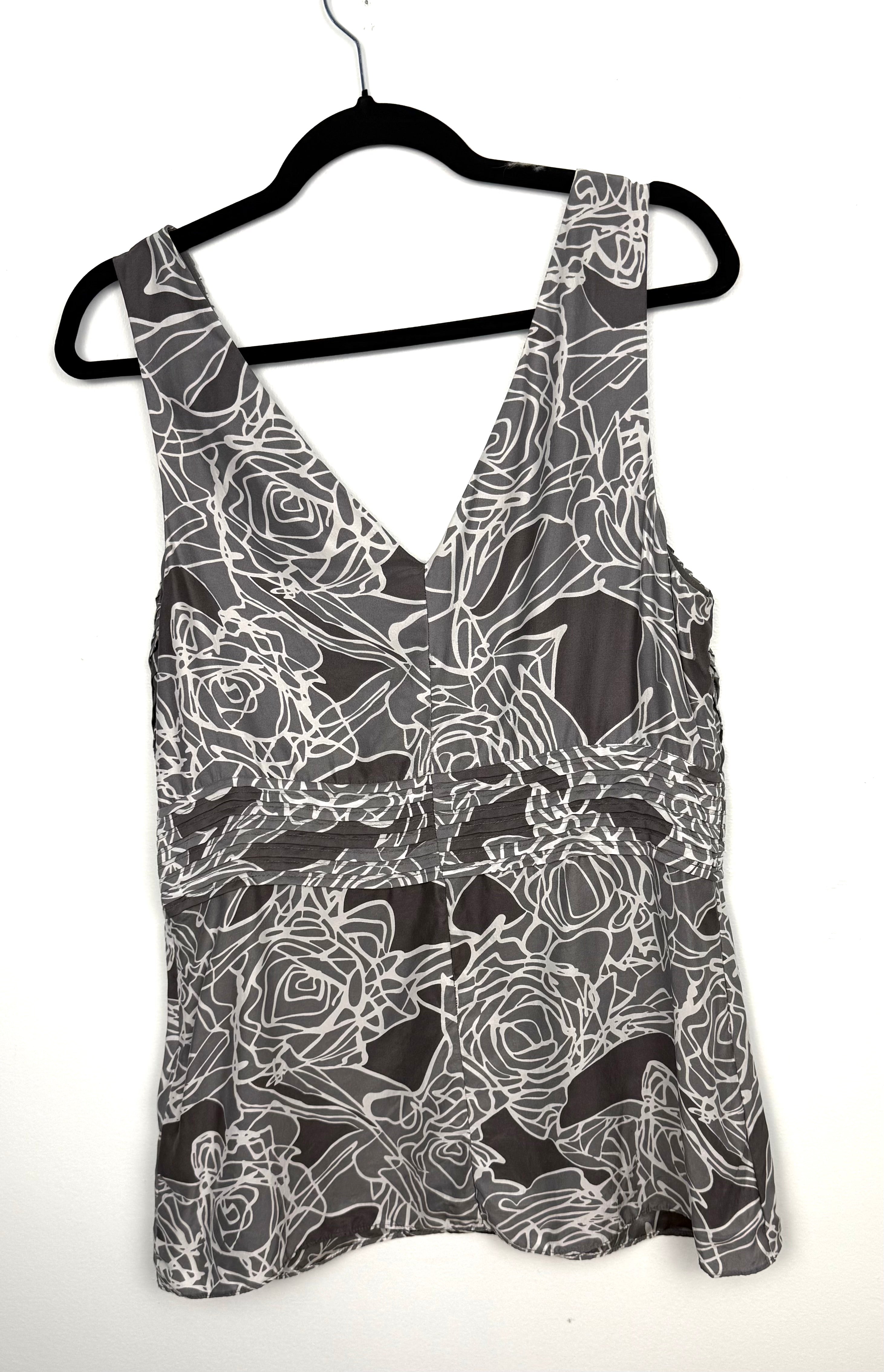 Banana Republic blouse size 12 grey floral back view