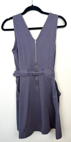 Banana Republic blue grey sleeveless dress size 8 back view showing full zipper closure