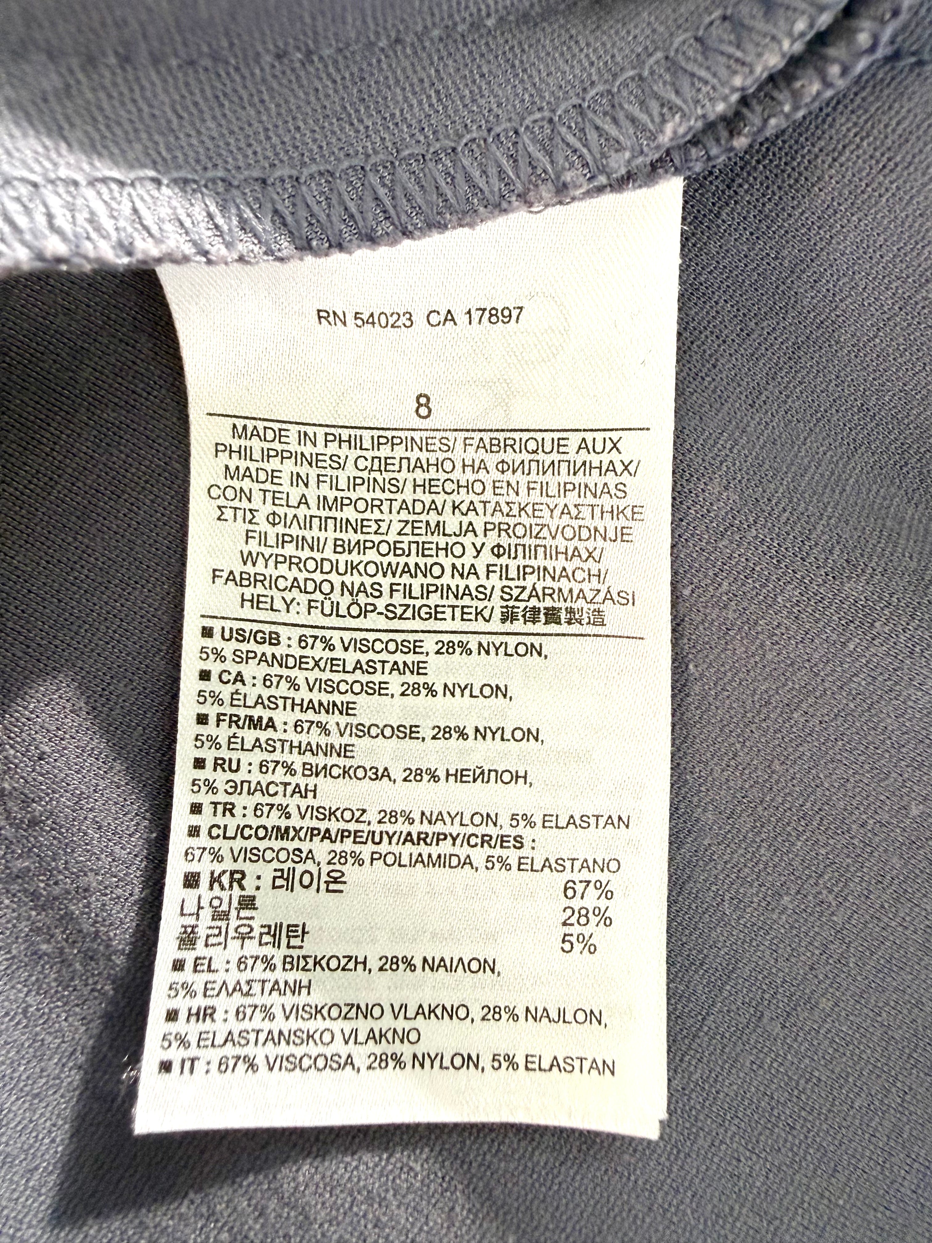 Banana Republic dress fabric content label 67 viscose 28 nylon 5 elastane
