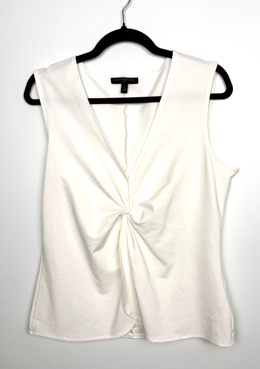 Banana Republic ivory sleeveless twist front blouse size large front view