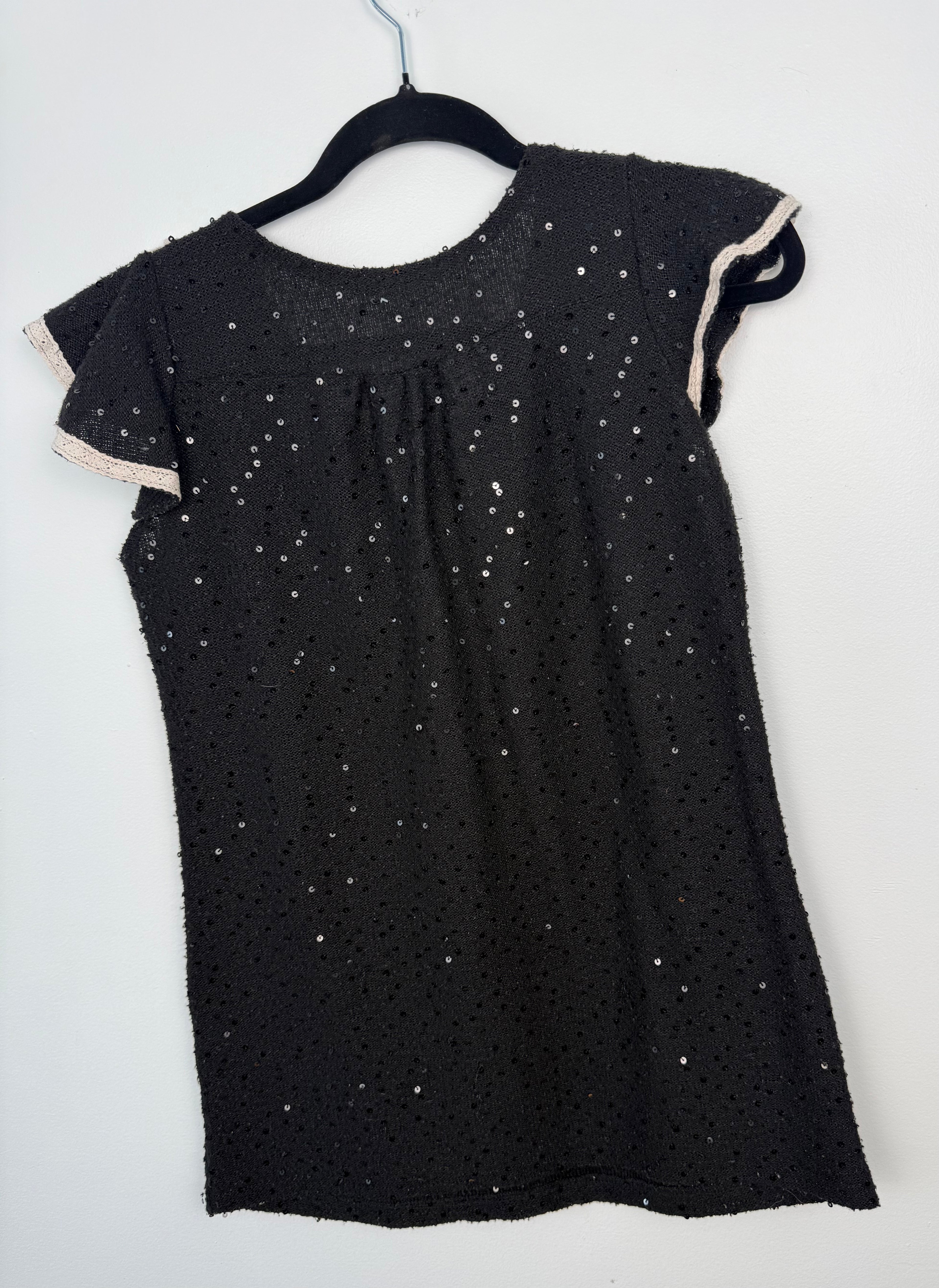 Beaded Crochet Neckline Party Blouse back view 