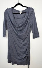 Bench Ruched Dress with Cowell Neck in Denim Blue on hanger