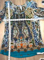 Bila bohemian paisley blouse- measuring 36" bust and 26" shoulder to hem sustainable fashion at Blue Sparrow Shop