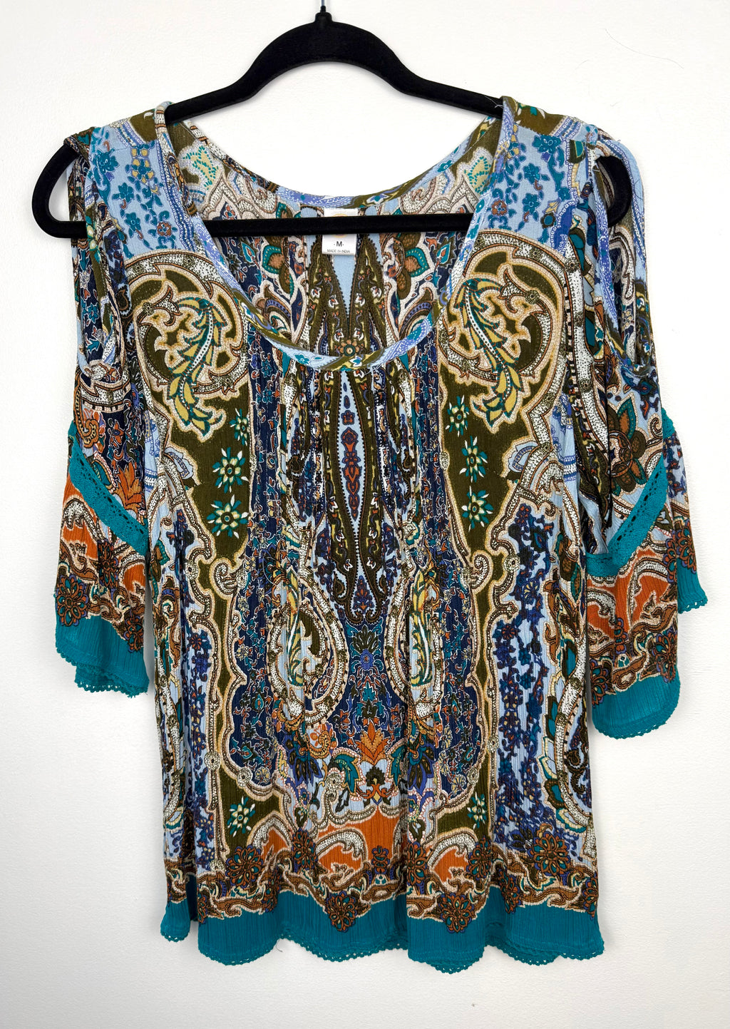 Bila bohemian paisley blouse  on hanger