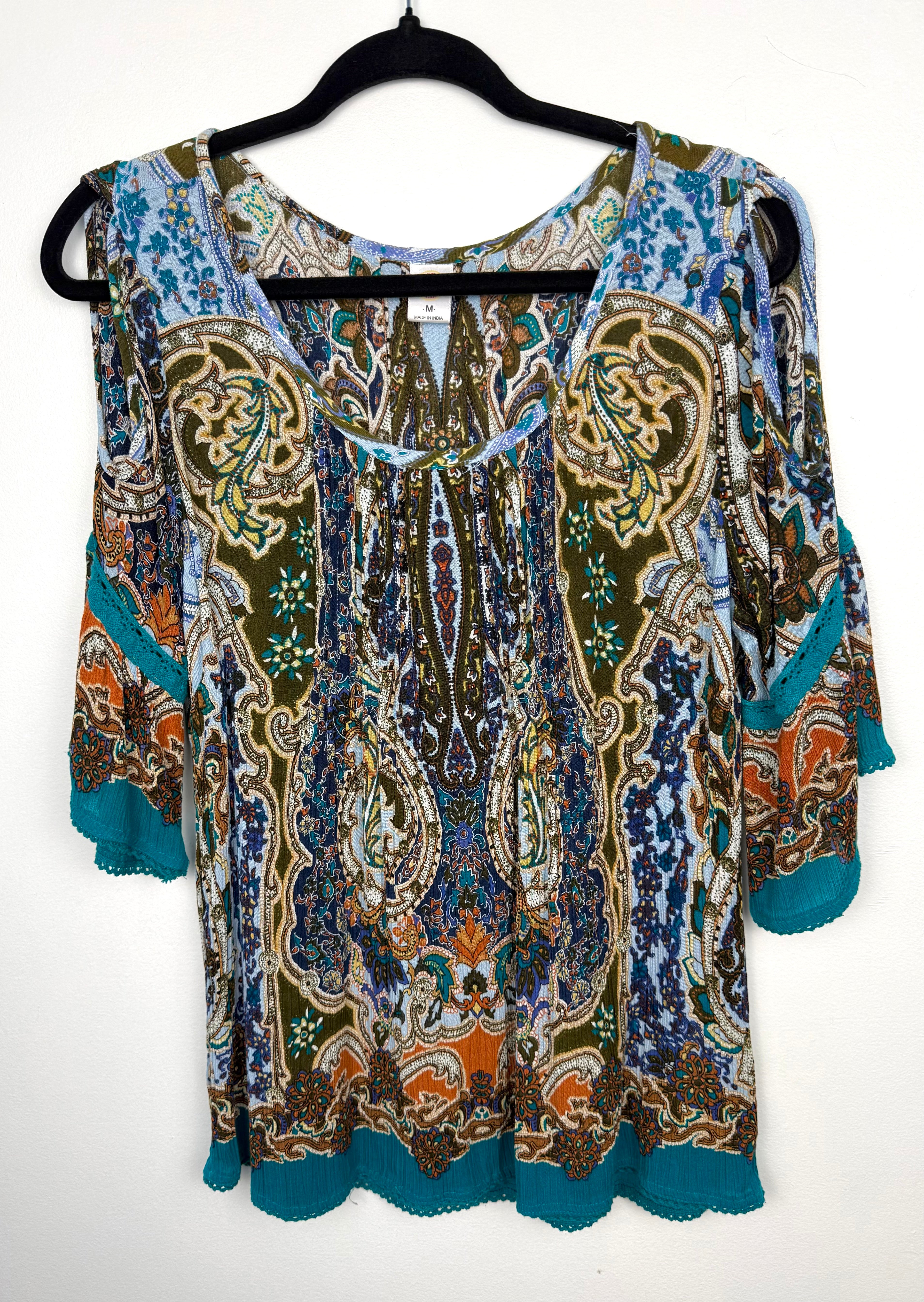 Bila bohemian paisley blouse  on hanger