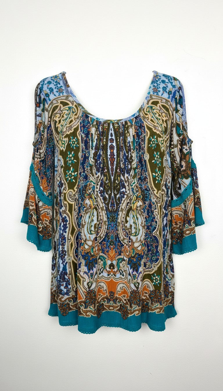 Bila Paisley Boho Blouse | Size M at Blue Sparrow Shop