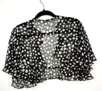 Black Chiffon Cropped Bolero  back view  on hanger