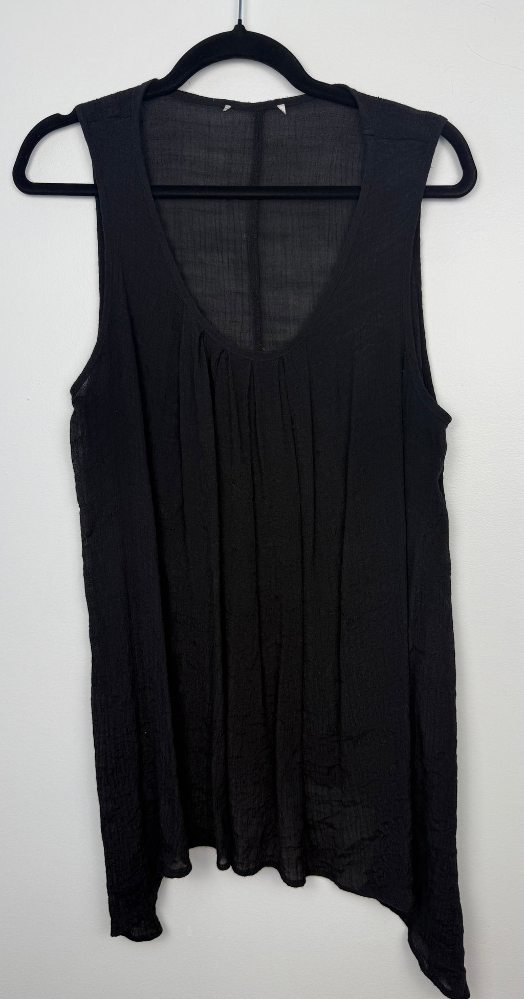 Black Gauze Sleeveless Tunic Swim Cover or Resort Wear top  on hanger