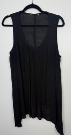 Black Gauze Sleeveless Tunic Swim Cover or Resort Wear top  on hanger