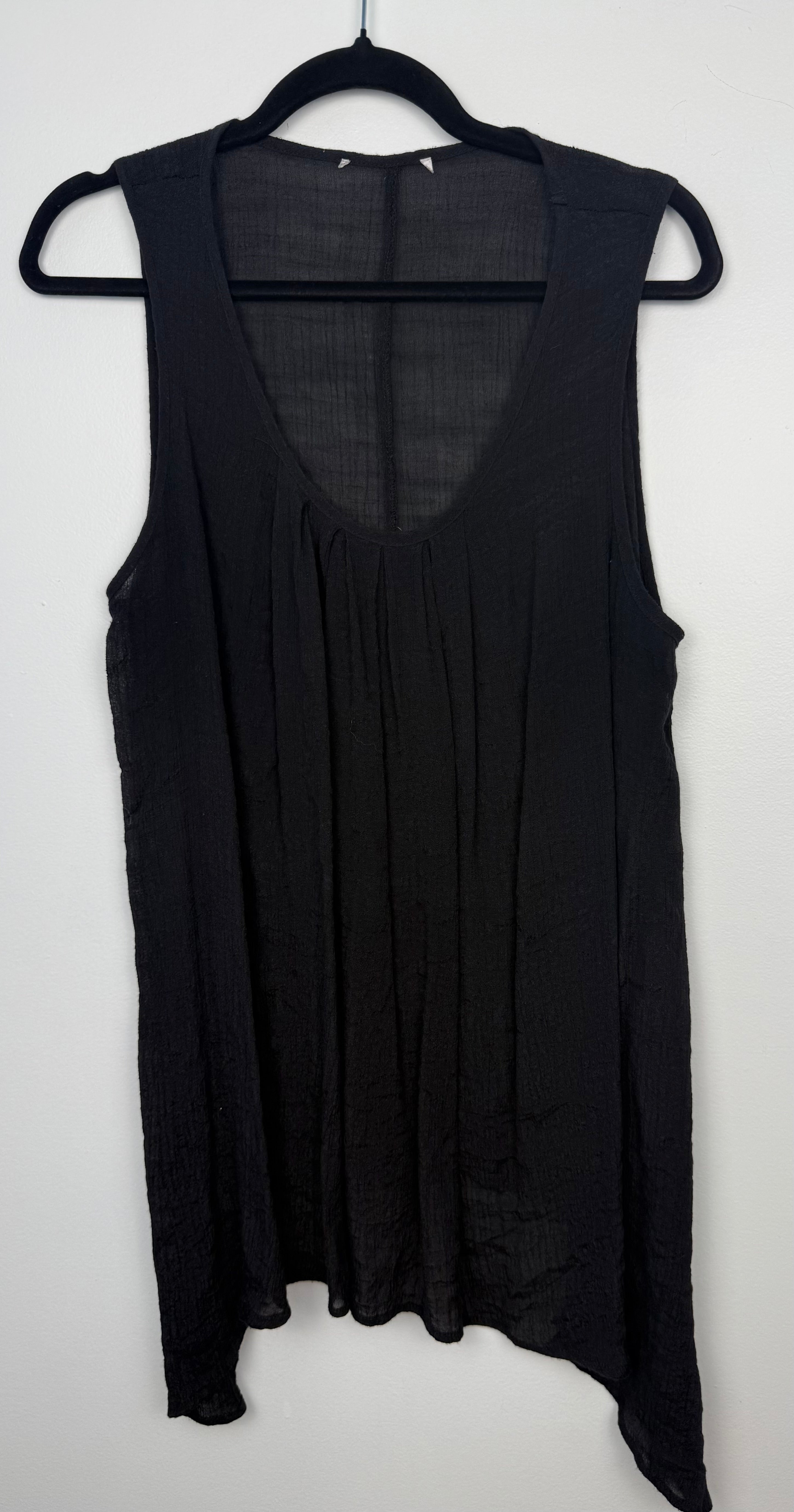 Black Gauze Sleeveless Tunic Swim Cover or Resort Wear top  on hanger