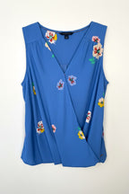 Blue Floral Faux Wrap Tank | Tommy Hilfiger Sleeveless Blouse | Size M at Blue Sparrow Shop