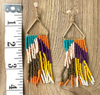 Boho Beaded Fringe Earrings measuring 4" long 
