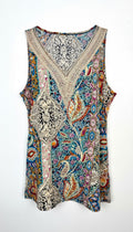Boho Crochet Neckline Top | Size L at Blue Sparrow Shop
