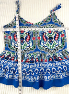Boho Ikat Print Spaghetti Strap Cami Top | Size M at Blue Sparrow Shop measuring 34" bust and 19" shoulder to hem 