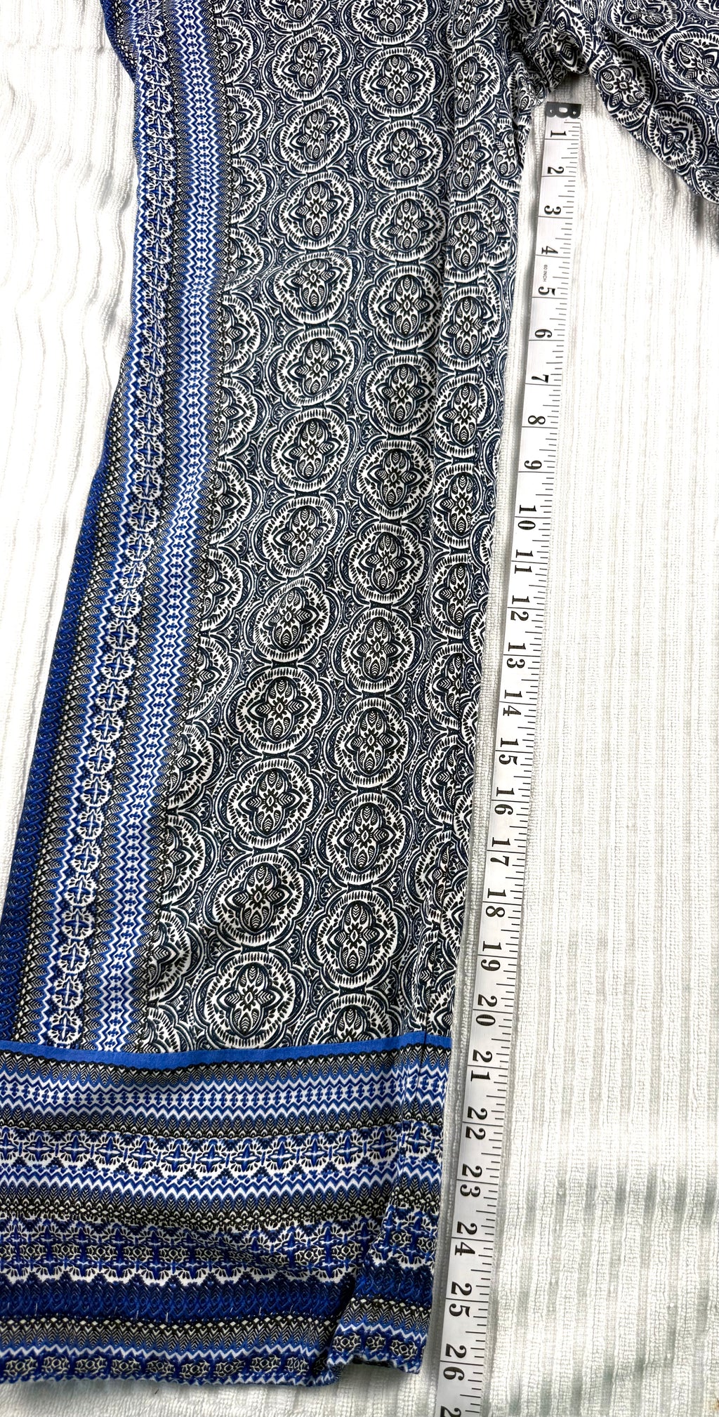 Boho Medallion Print Wide-Leg Palazzo Pants | Size M at Blue Sparrow Shop measuring 26" inseam 
