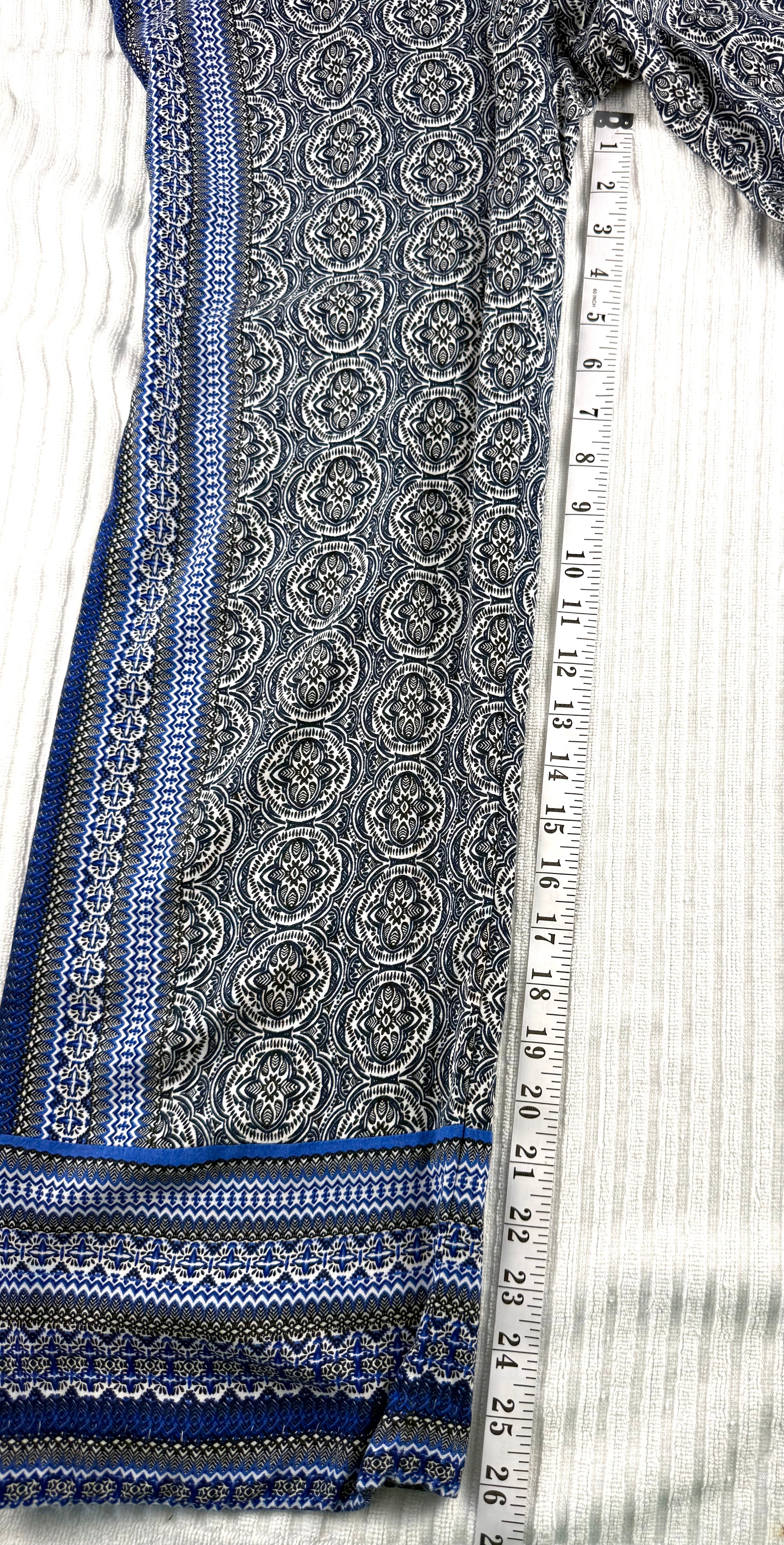 Boho Medallion Print Wide-Leg Palazzo Pants | Size M at Blue Sparrow Shop measuring 26" inseam 