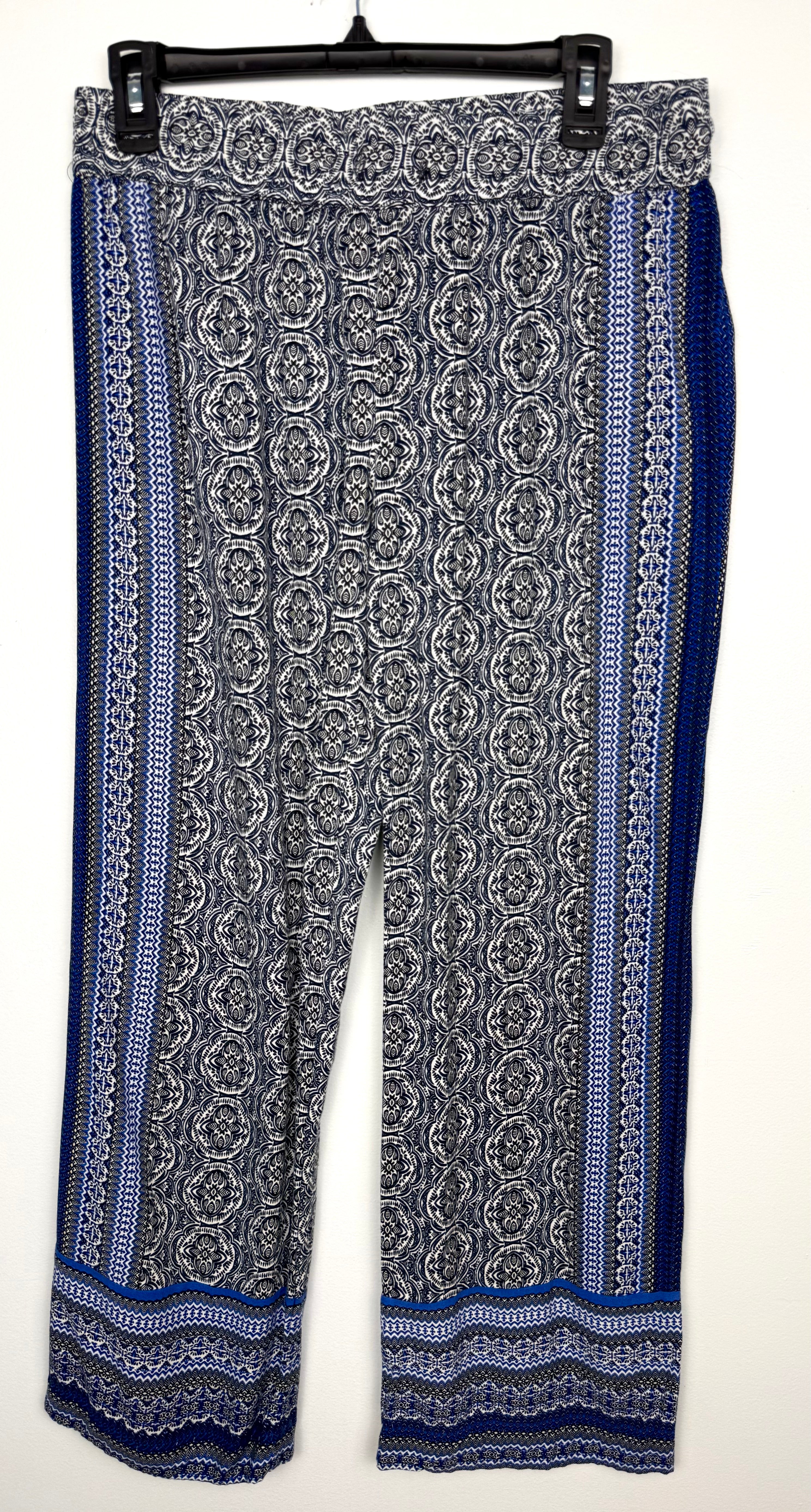 Boho Medallion Print Wide-Leg Palazzo Pants | Size M at Blue Sparrow Shop on hanger