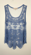 Boho Scrollwork Lace Overlay Cami Top | Size M at Blue Sparrow Shop Canadian Resale 