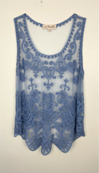 Boho Scrollwork Lace Overlay Cami Top | Size M at Blue Sparrow Shop Canadian Resale 