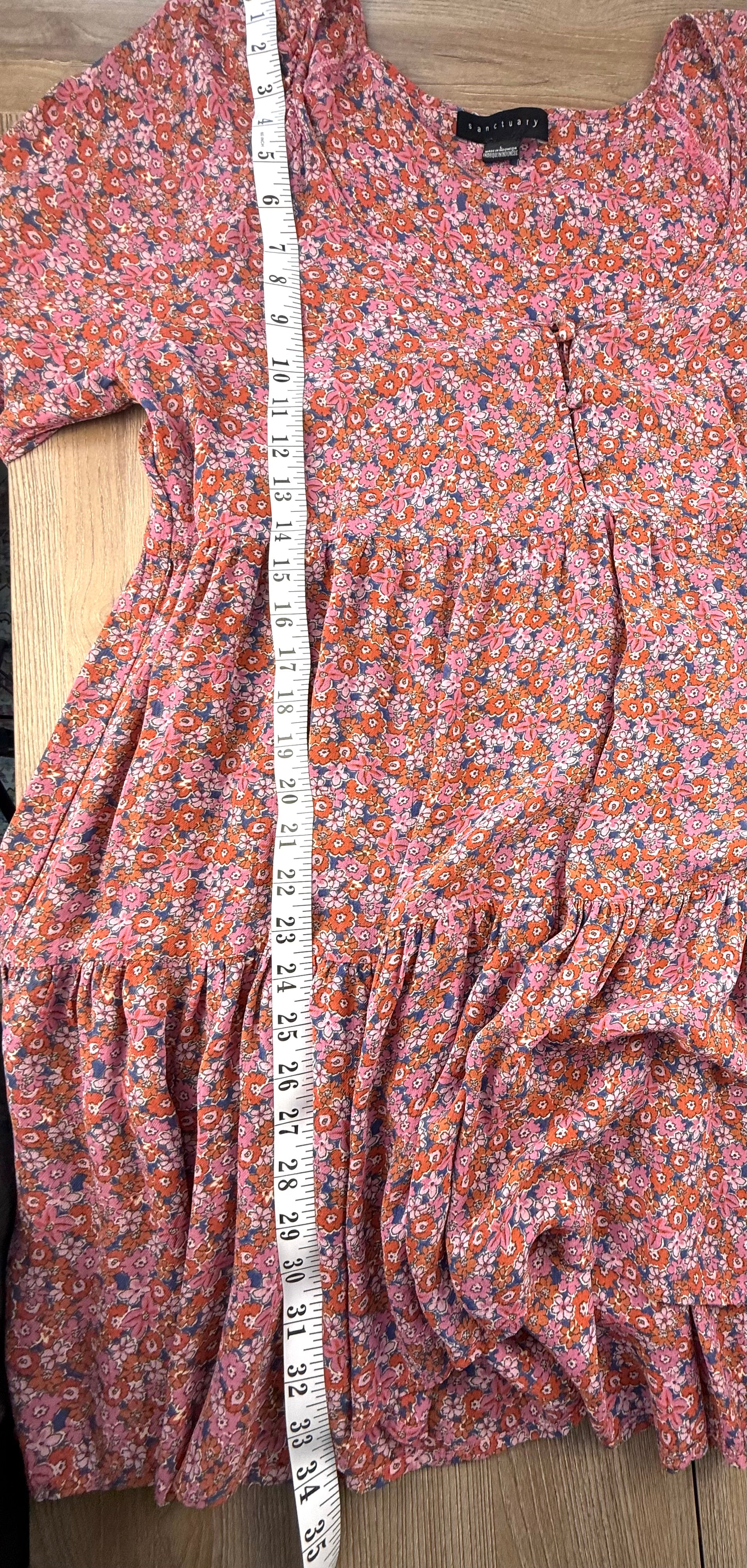 Boho floral festival dress measuring 34" shoulder to hem 