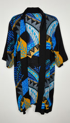 Bold Geometric Print Open Kimono Cardigan | Size M at Blue Sparrow Shop