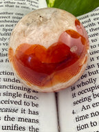 up close showing the other size of the sphere without the druzy