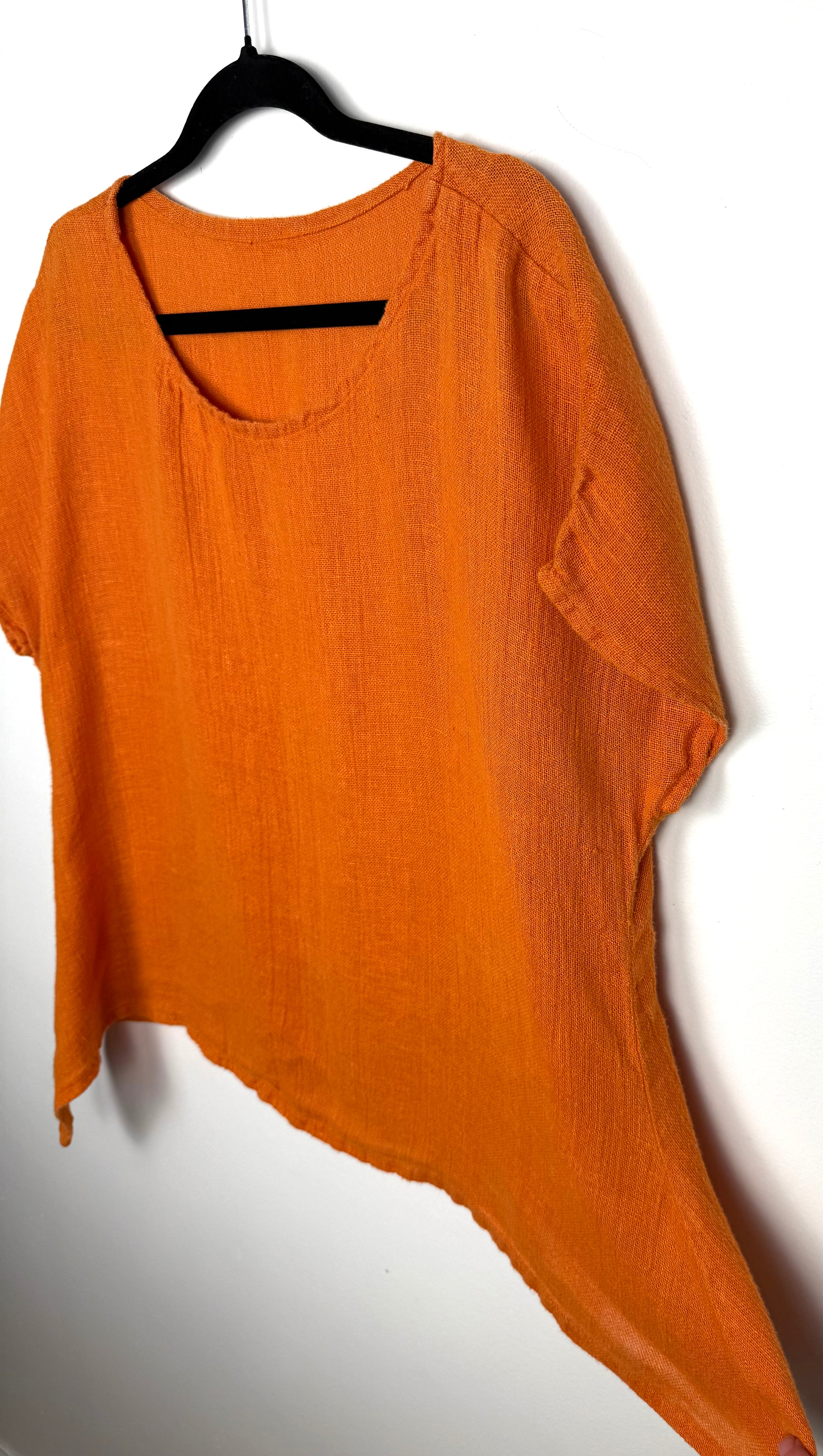 Burnt orange cotton short sleeved oversized top at Blue Sparrow Shop 