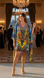 CAMILLA Australia 2015 100% Silk Kaftan | One Size at Blue Sparrow Shop on woman at gala