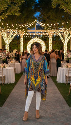 CAMILLA Australia 2015 100% Silk Kaftan | One Size at Blue Sparrow Shop on woman at outdoor event