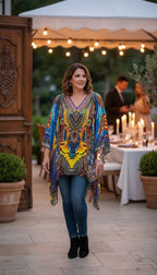 CAMILLA Australia 2015 100% Silk Kaftan | One Size at Blue Sparrow Shop with jeans and boots