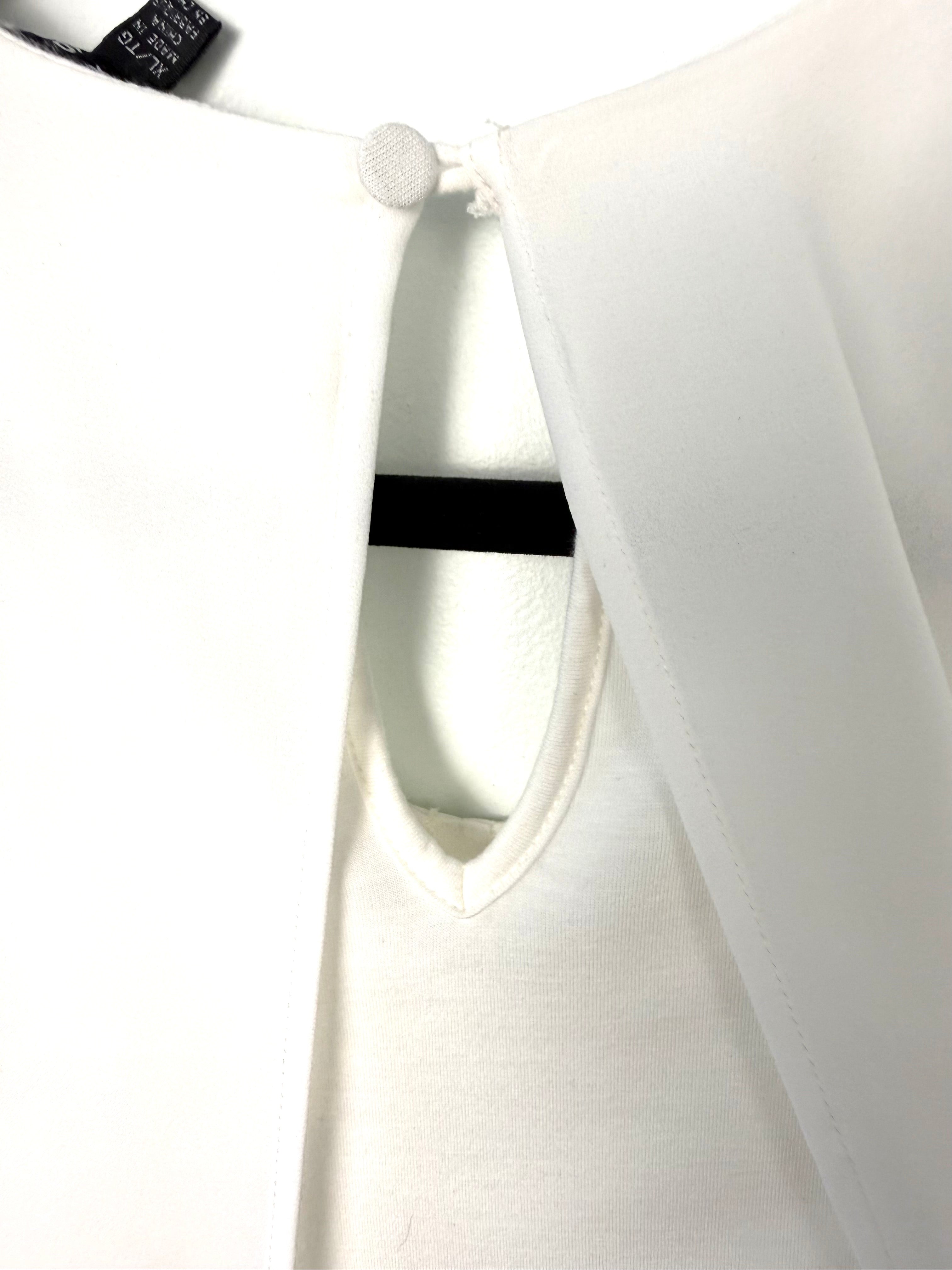 Cable & Gauge layered tunic back button detail white sleeveless blouse XL