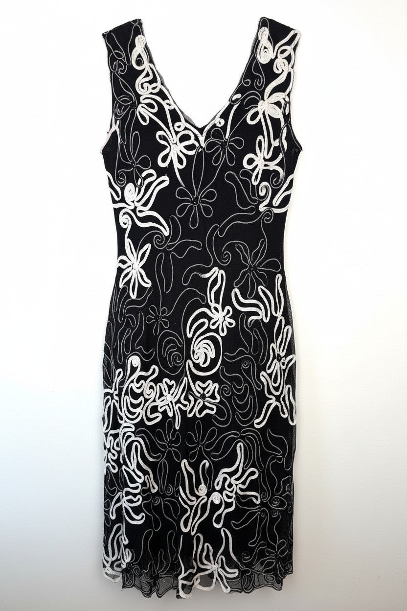 Cartise Embroidered Mesh Cocktail Dress | Size 12 at Blue Sparrow Shop on white background