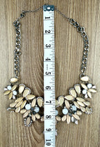 Champagne Floral Statement Necklace  measuring approx 16" when extended