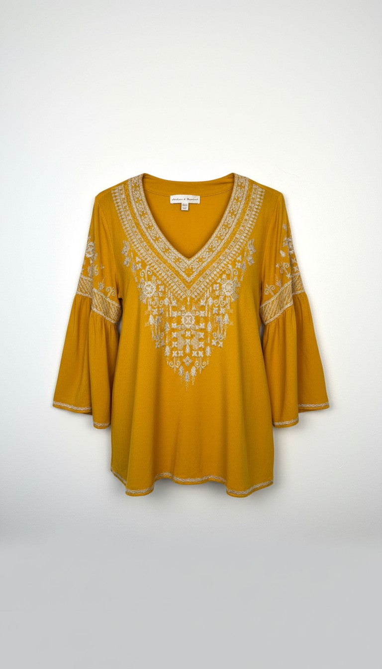 Chelsea & Theodore Embroidered Boho Blouse | Size XL at Blue Sparrow Shop