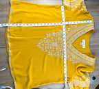 Chelsea & Theodore Embroidered Boho Blouse measuring 25" shoulder to hem and 46" bust