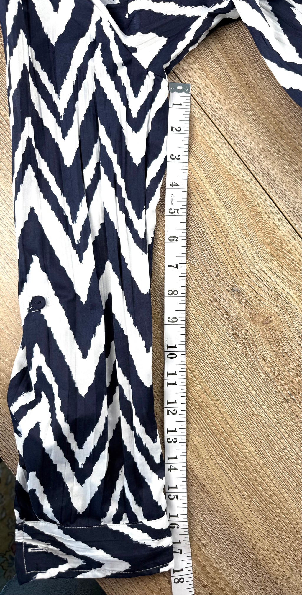 Chicos chevron patterned button front shirt measuring 18" sleeve length