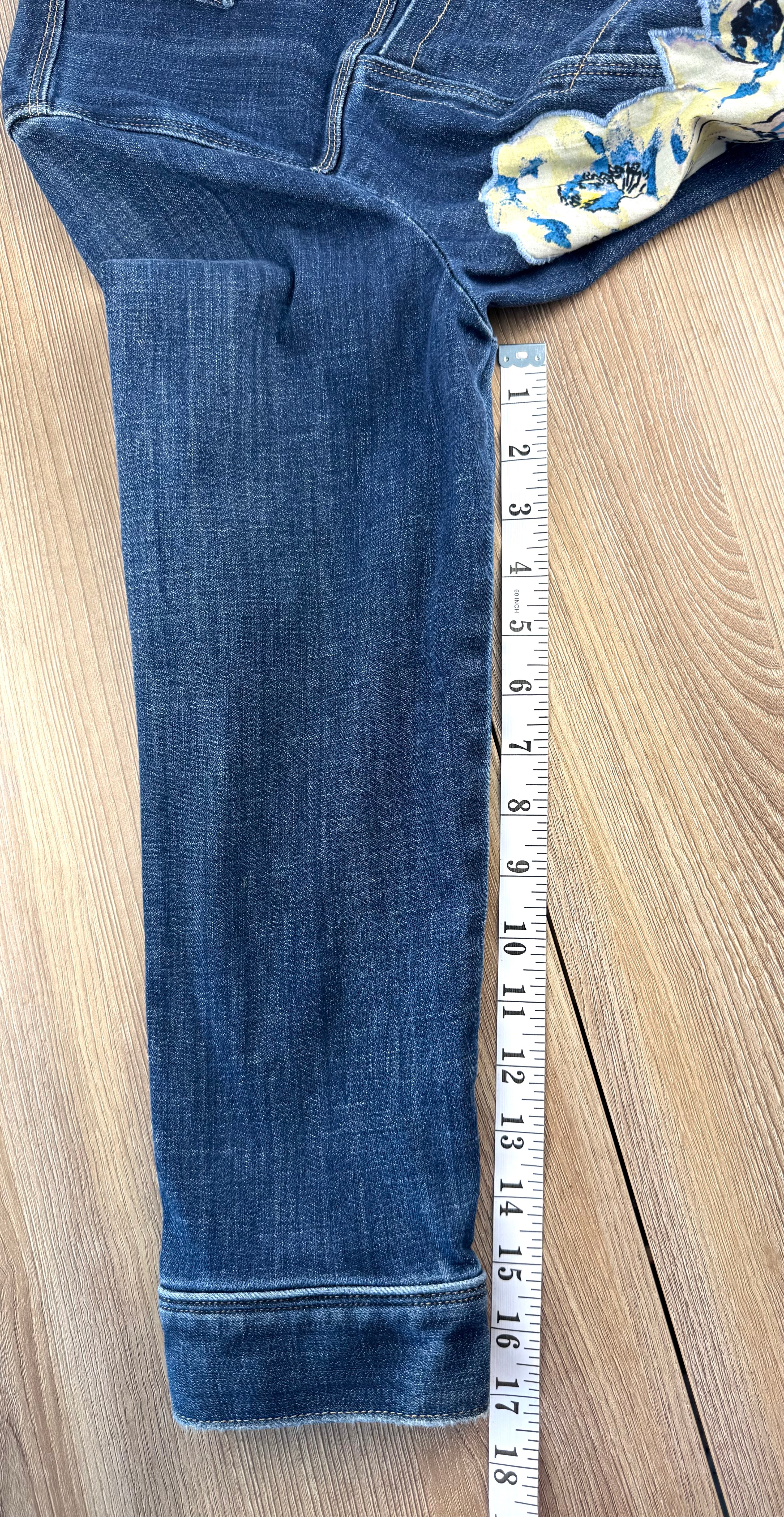 Chicos embroidered denim jacket  measuring 17" sleeve 