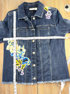 Chicos embroidered denim jacket  measuring 40" bust and 23" shoulder to hem 