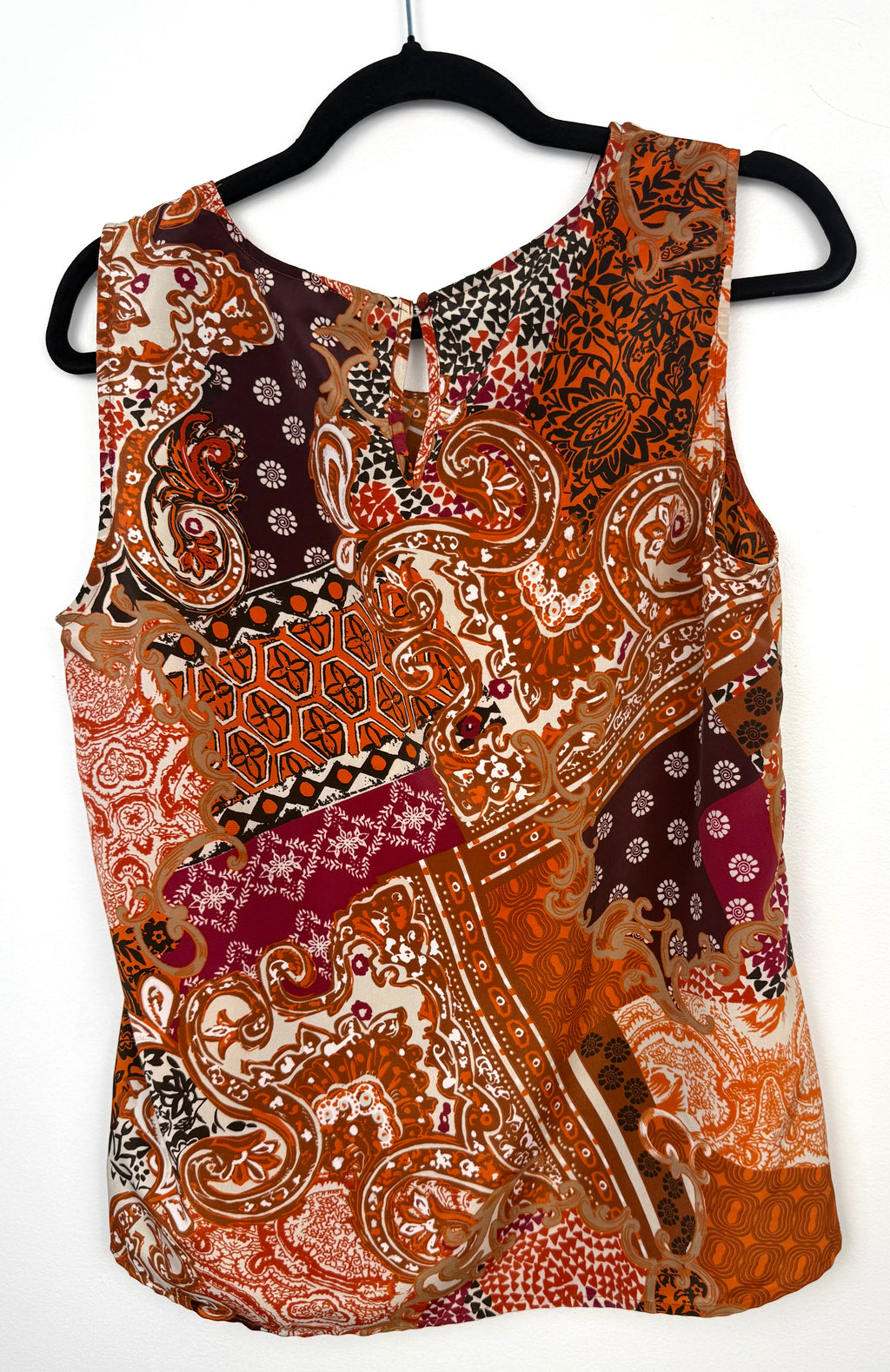 back of Christopher & Banks Bohemian Sleeveless Top on hanger