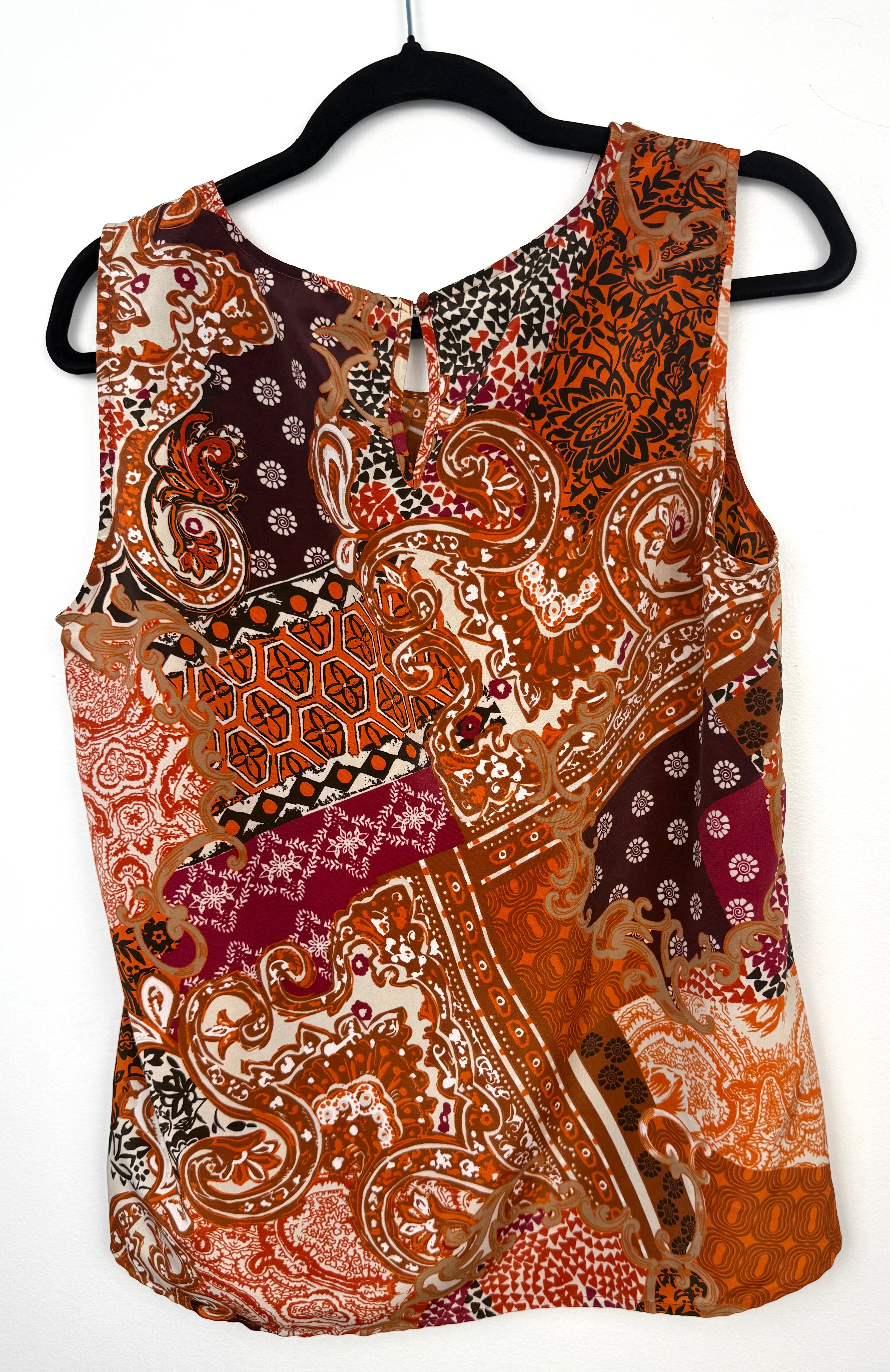back of Christopher & Banks Bohemian Sleeveless Top on hanger