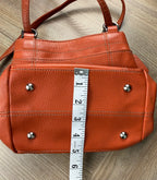 Clarks Orange Pebbled Leather Shoulder Bag measuring 5" deep
