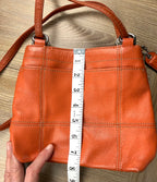 Clarks Orange Pebbled Leather Shoulder Bag measuring 8" from top to bottom 