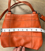 Clarks Orange Pebbled Leather Shoulder Bag measuring 9" wide