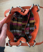 Clarks Orange Pebbled Leather Shoulder Bag showing section