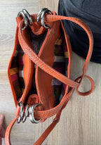 Clarks Orange Pebbled Leather Shoulder Bag top view showing sections