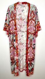 Cleo Botanical Print Long Kimono | One Size at Blue Sparrow Shop