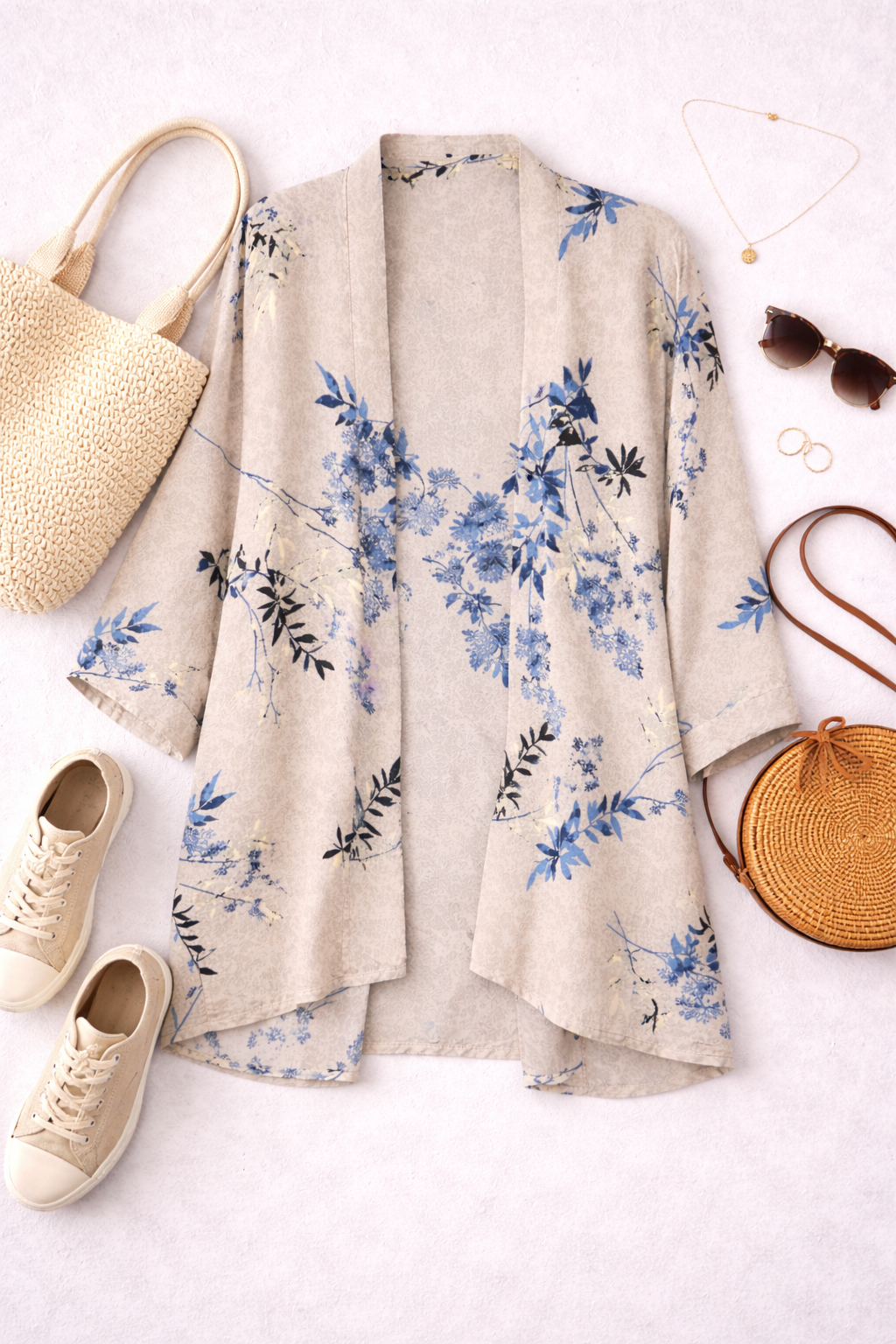 Cleo Floral Kimono Cardigan at Blue Sparrow Shop lifestyle photo 