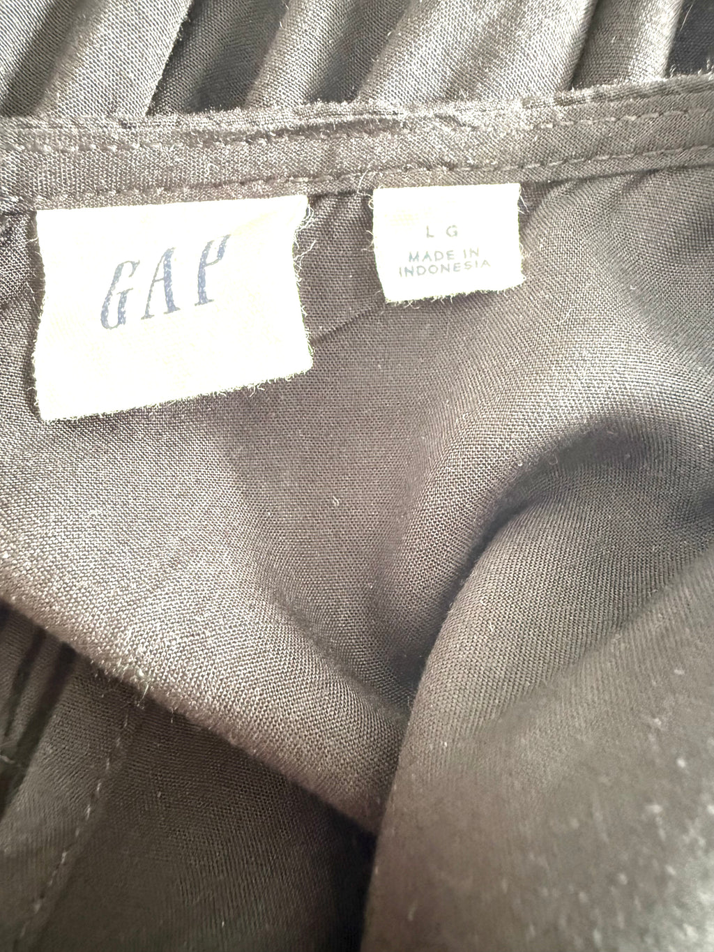 GAP size large clothing label close-up