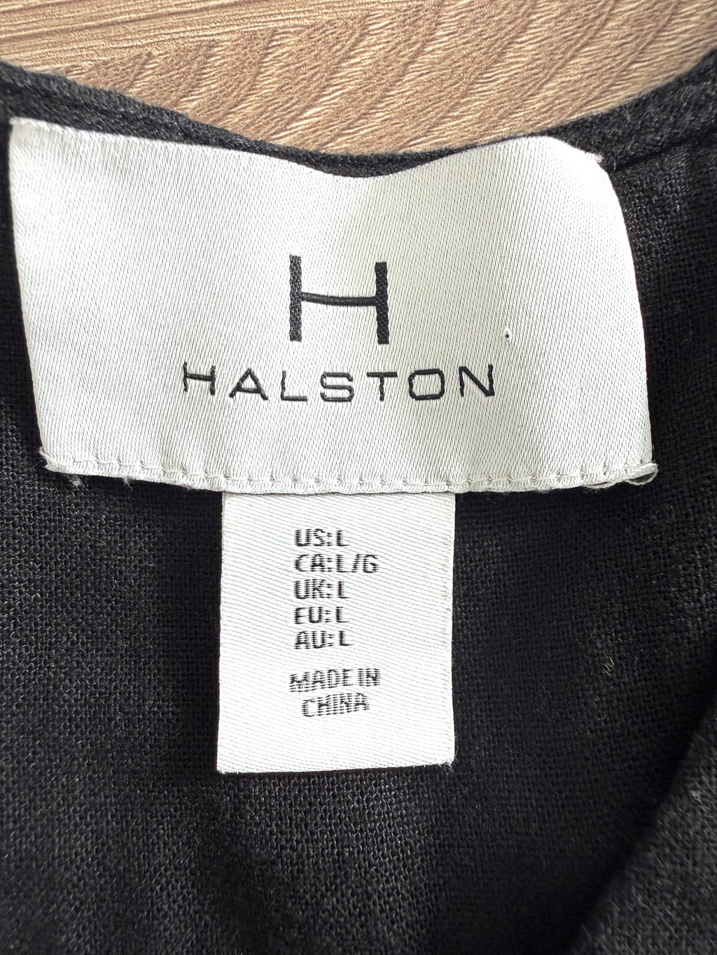 Halston size L dress label close up