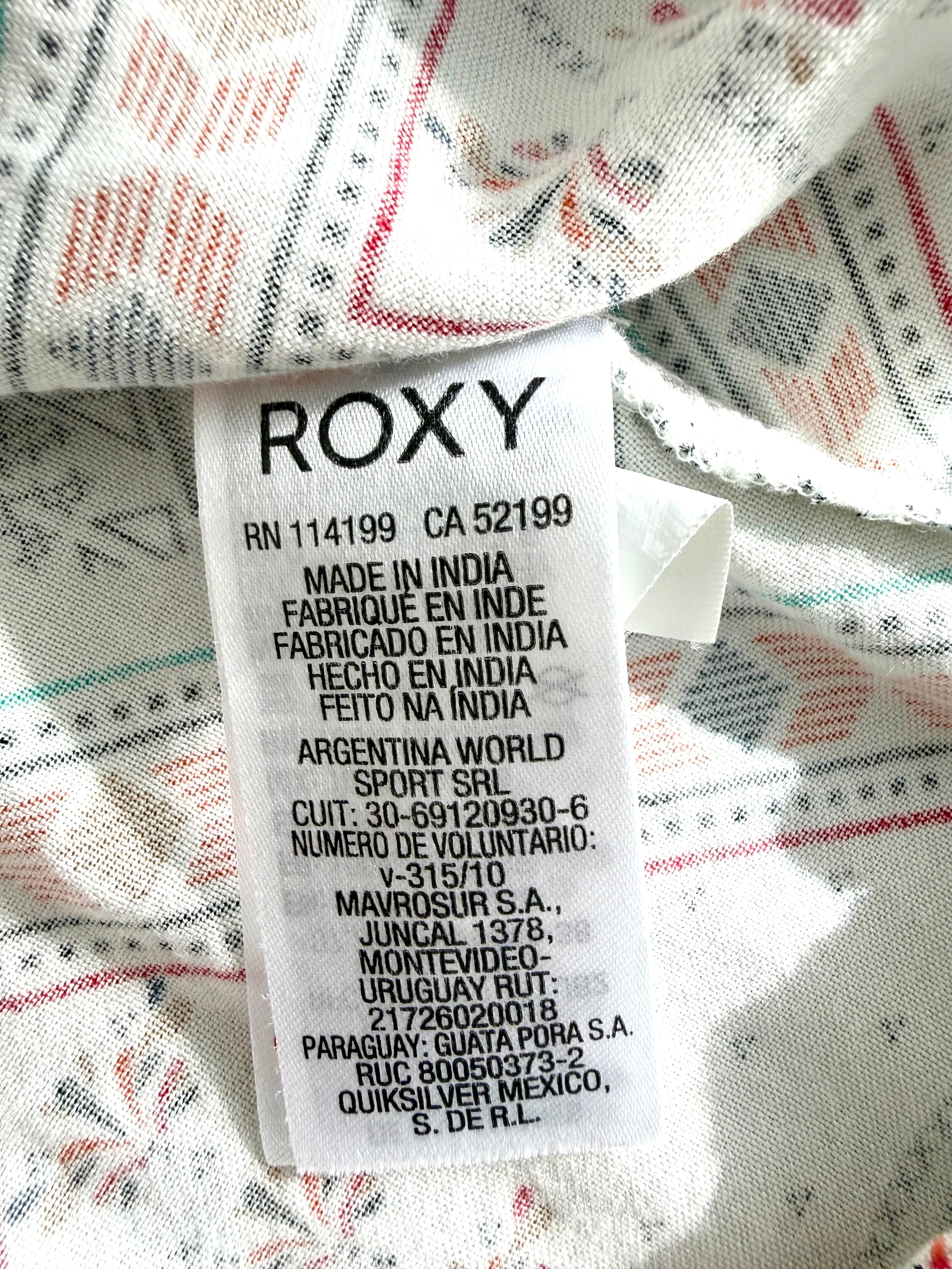 Roxy blouse care tag made in India label close up